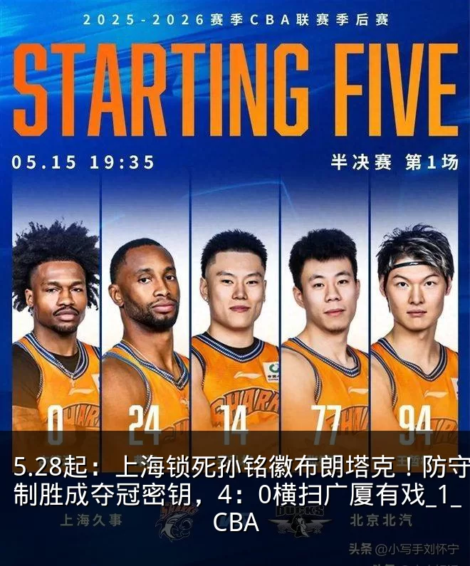 5.28起:上海锁死孙铭徽布朗塔克!防守制胜成夺冠密钥,4:0横扫广厦有戏_1_CBA